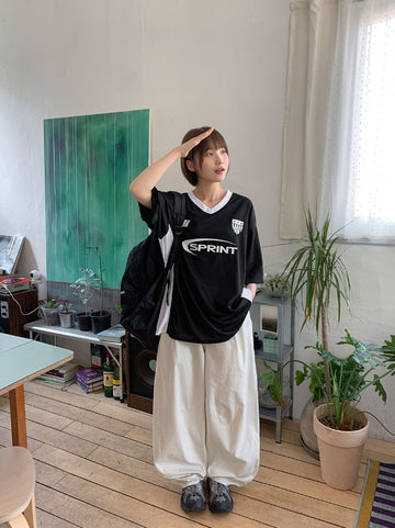 Gothel Jacquard Pintuck Balloon Wide Pants